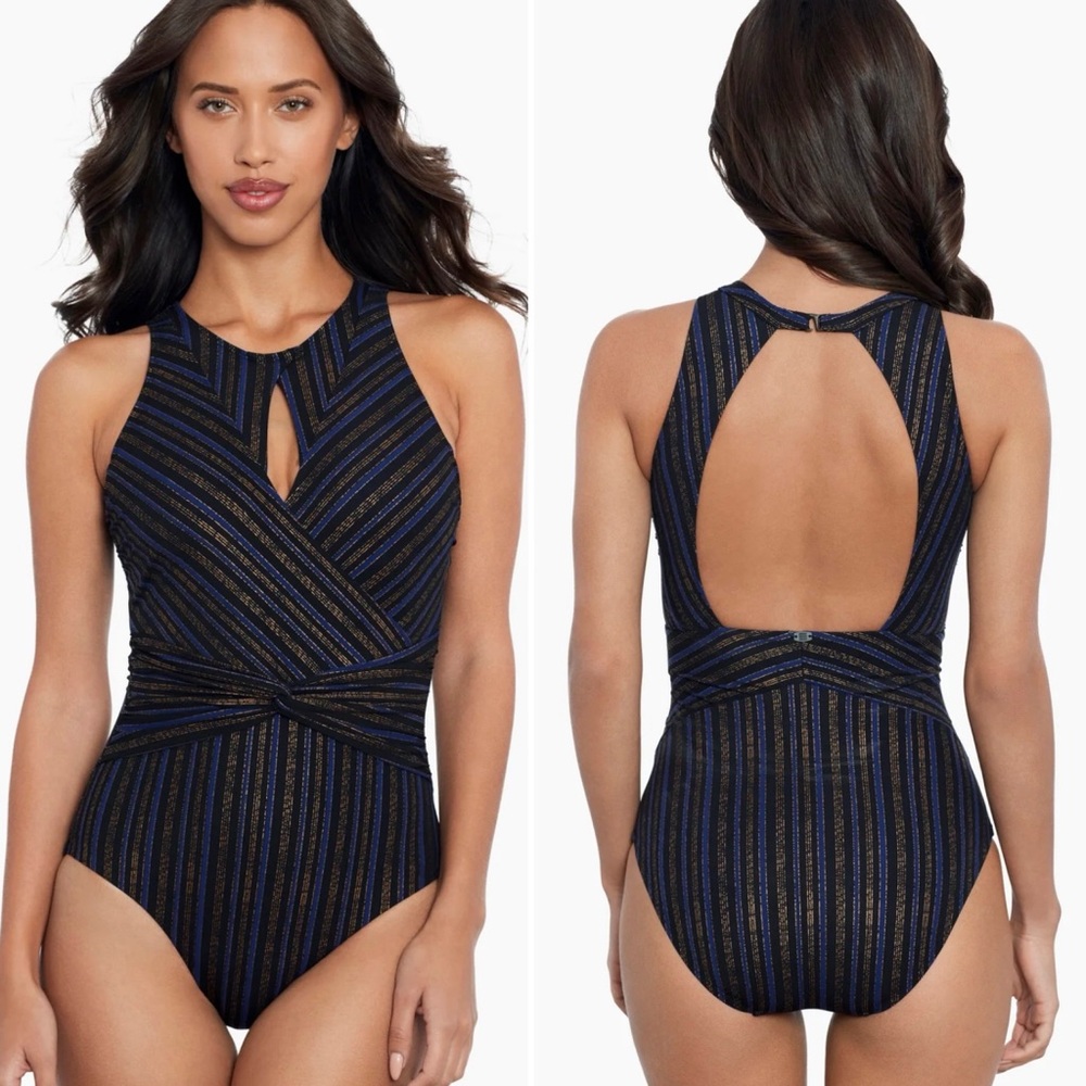 Amoressa Swimwear Chateau Alcazar High Neck Underwire One Piece Swimsuit Size 14